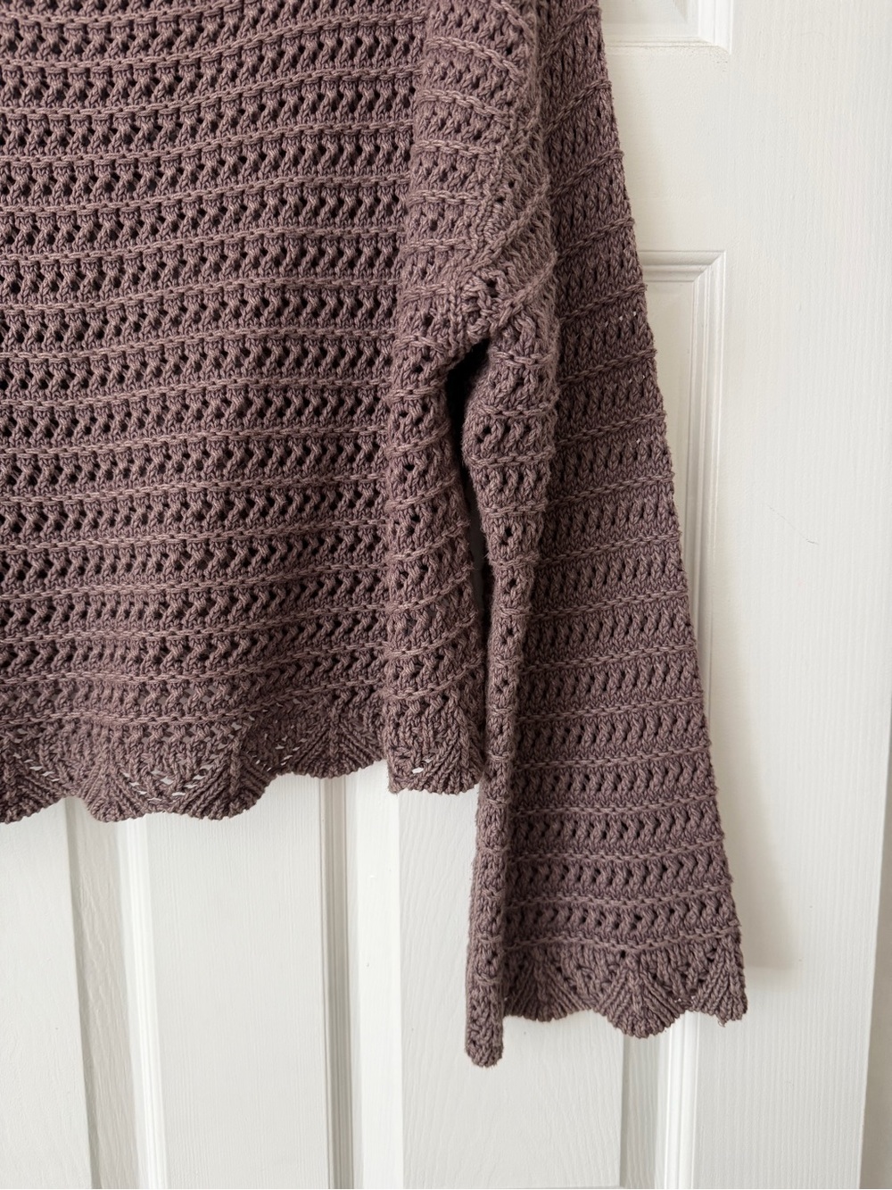 American Eagle Open Knit Crochet Sweater Mauve Boho Oversized XL - Picture 3 of 5